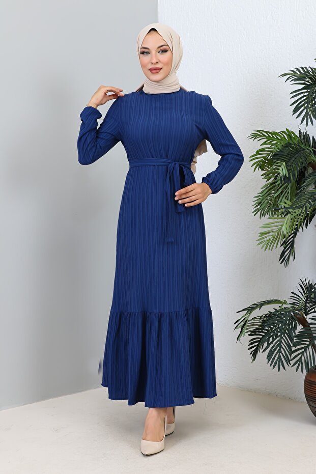 Lara Belted Dress Indigo