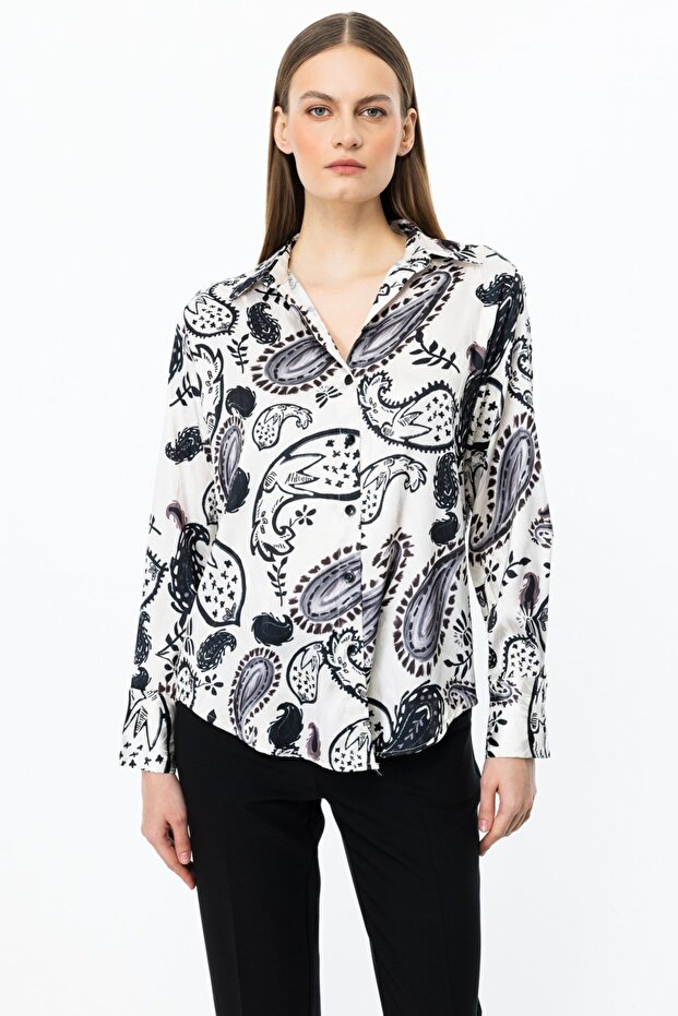 قميص منقوش بياقة بولو - 1