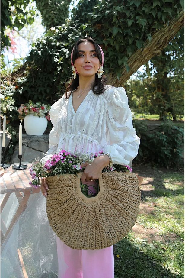 Fıore Camel Hasır Çanta - 4