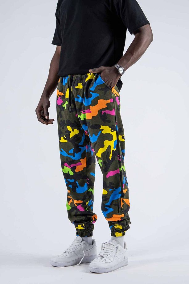 Erkek Kamuflaj Desenli Bol Renkli Jogger Pantolon - 3