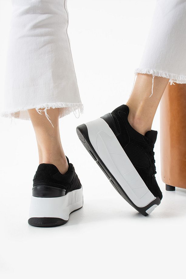 Kadın Yüksek Dolgu Platform Taban Air Mesh Örme Memory Foam İç Taban Sneaker Spor Ayakkabı - 4