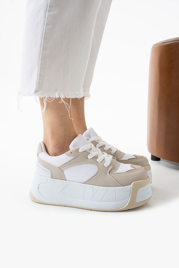 Kadın Yüksek Dolgu Platform Taban Air Mesh Örme Memory Foam İç Taban Sneaker Spor Ayakkabı - 3