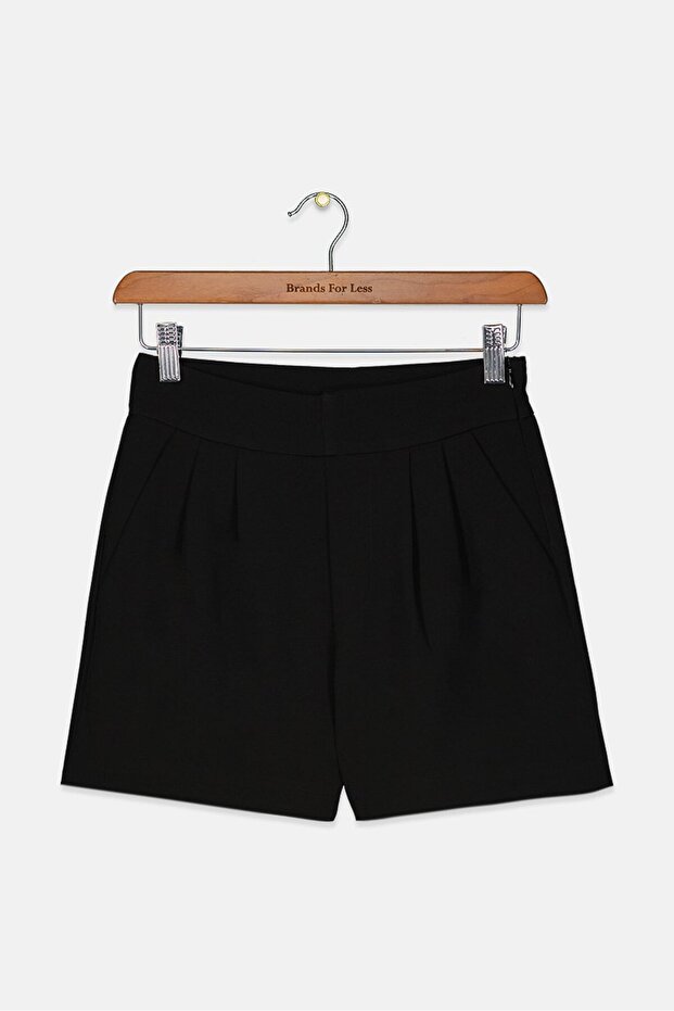 Kid Girl Solid Basic Shorts, Black - 1
