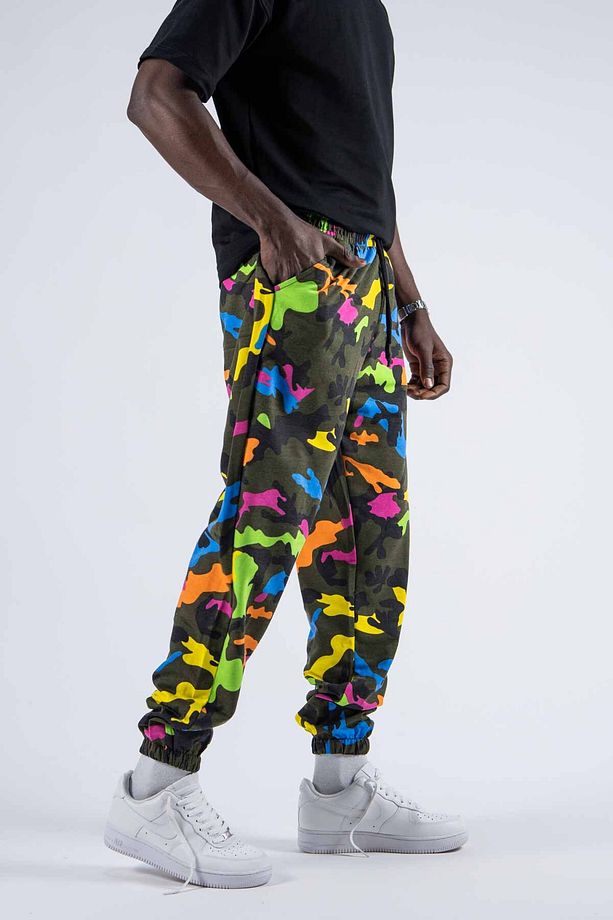 Erkek Kamuflaj Desenli Bol Renkli Jogger Pantolon - 2