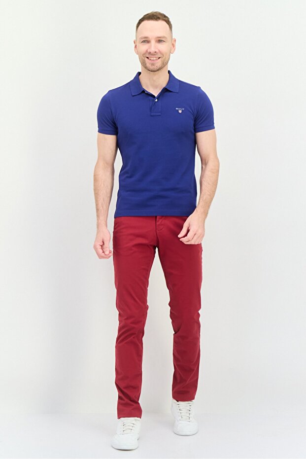 Men Regular Fit Solid Chino Pants, Maroon - 3
