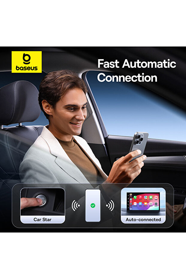 Seamless Wireless CarPlay Adapter for iPhone – Plug & Play, Bluetooth, USB-C - Grey - 7