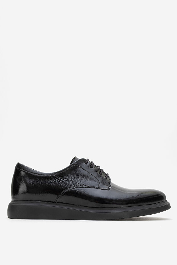 226815 Men's Patent Leather Classic Model Lace-Up Flat Sole Shoes