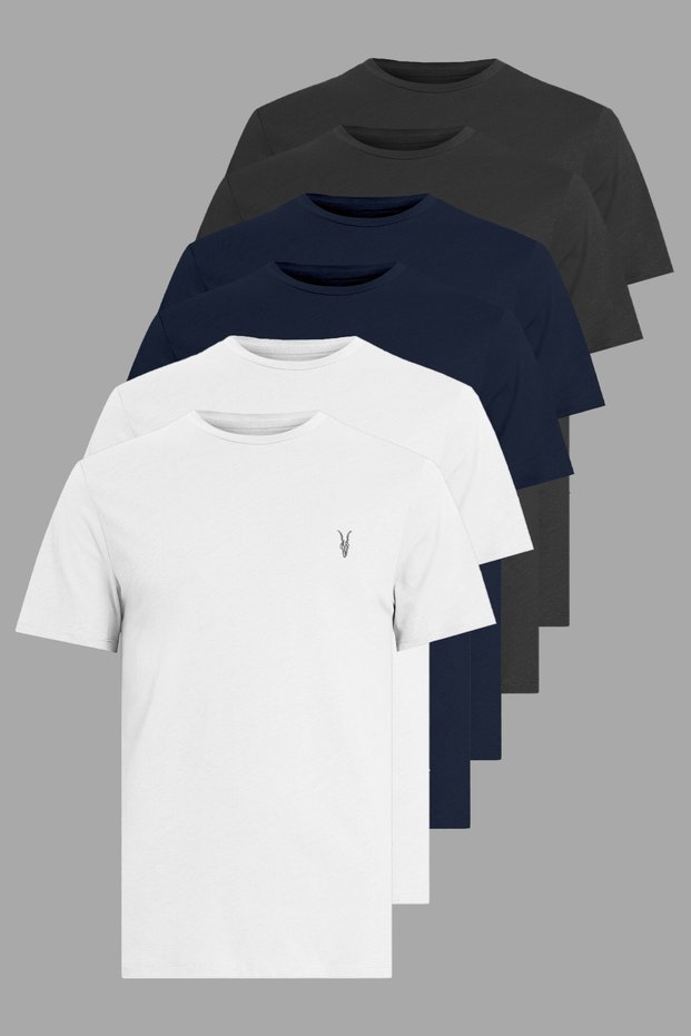 Unisex 6 Pack Slim Fit Slim Fit 100% Cotton Crew Neck T-Shirt