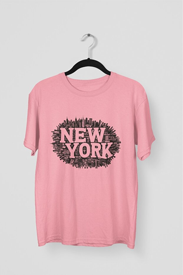 Men/Women -New York- Transfer Printed Round Neck Short Sleeve T-Shirt