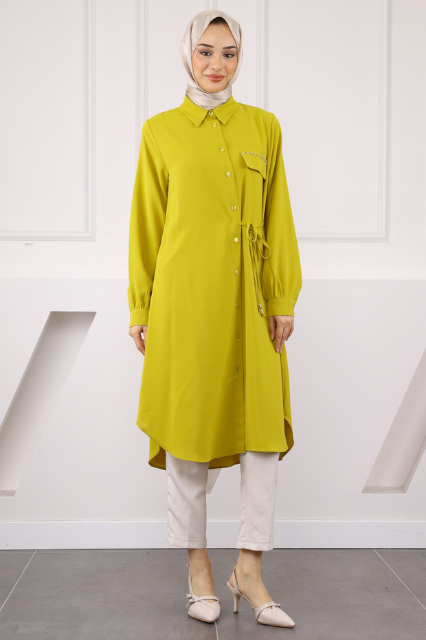 Oil Green Side Tie Linda Tunic