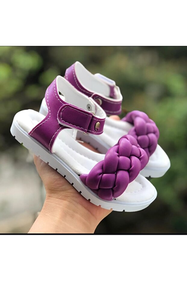 Girl's Sandals Side Velcro Braided Phylon (Light) Soft Inner Sole Sandals