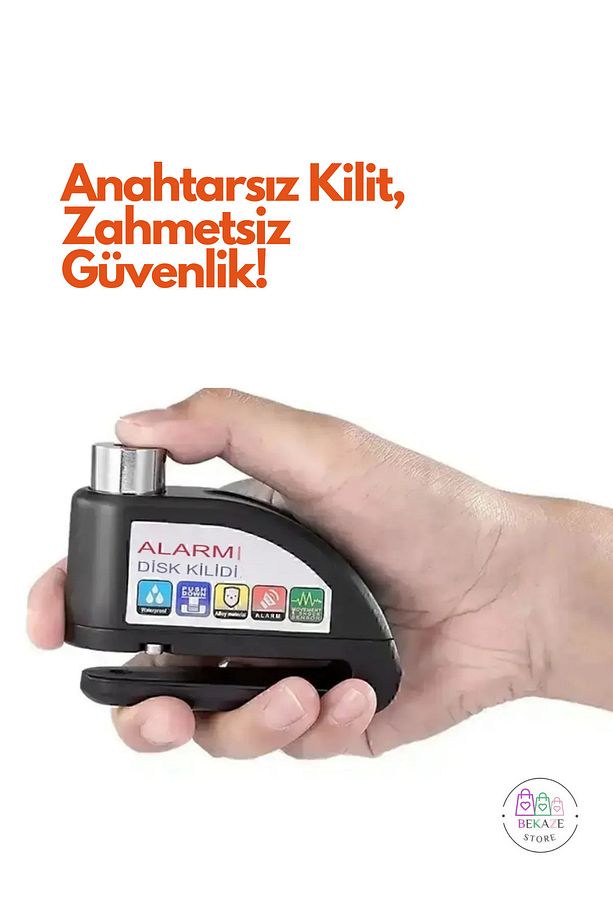 110 Db Sesli Alarmlı Disk Kilidi Motorsiklet, Scooter, Bisiklet İçin Yüksek Güvenlik - 4