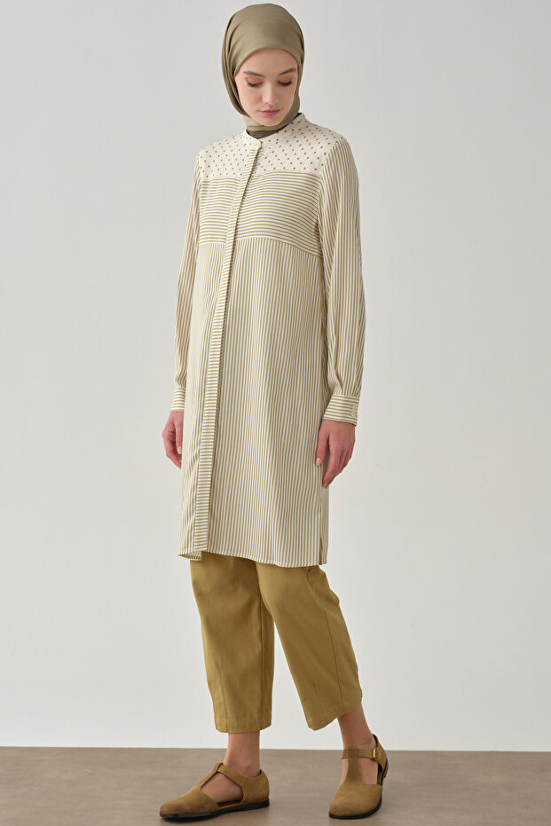 Paçası Pensli Pantolon - Olive - 4