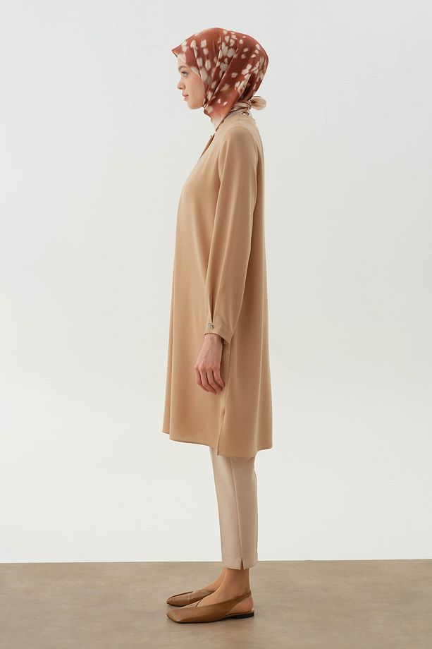 Yüksek Bel Basic Pantolon - Bej - 3