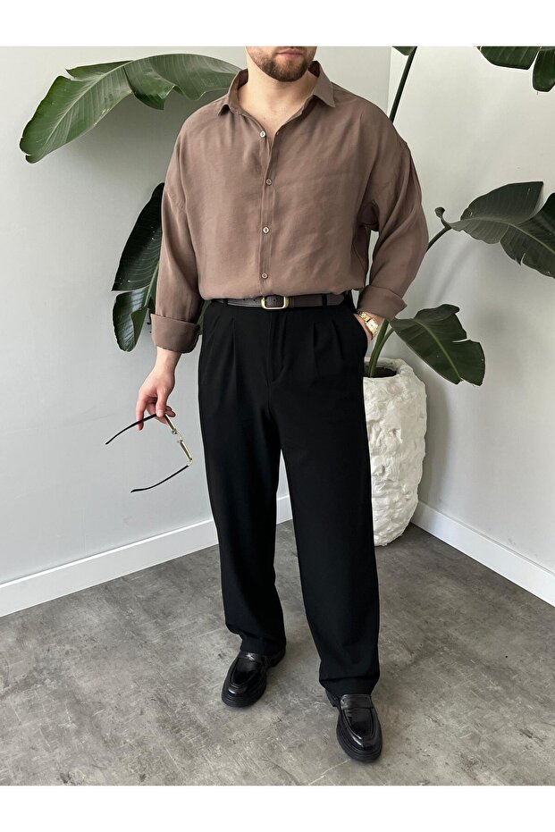 Erkek Oversize Modal Gömlek - 3