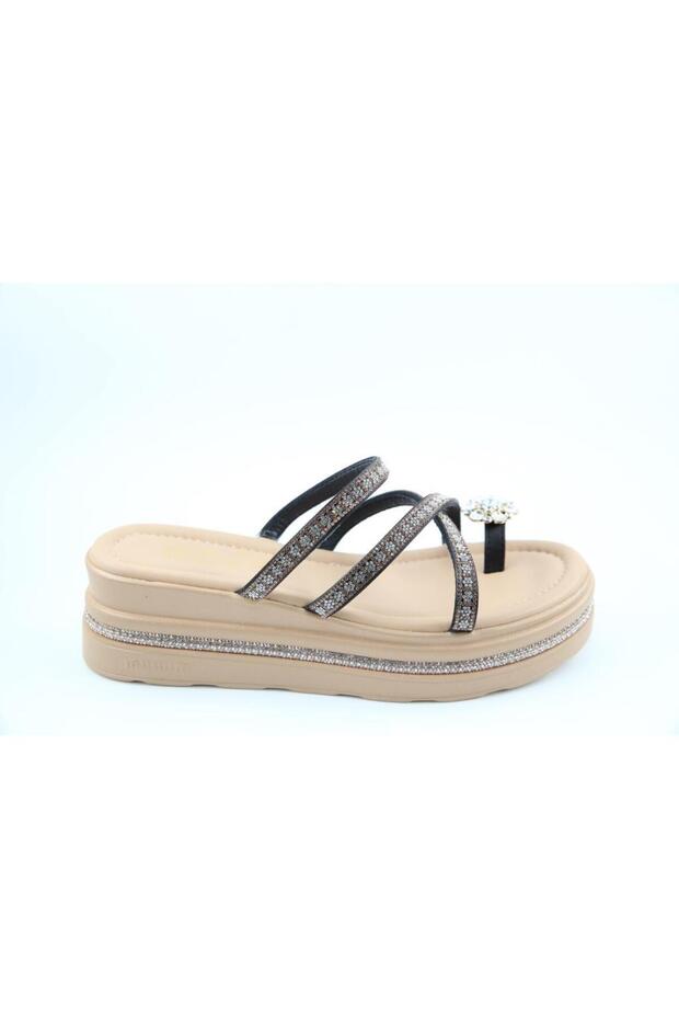 25Y398-2 Orthopedic Black Women's Slippers
