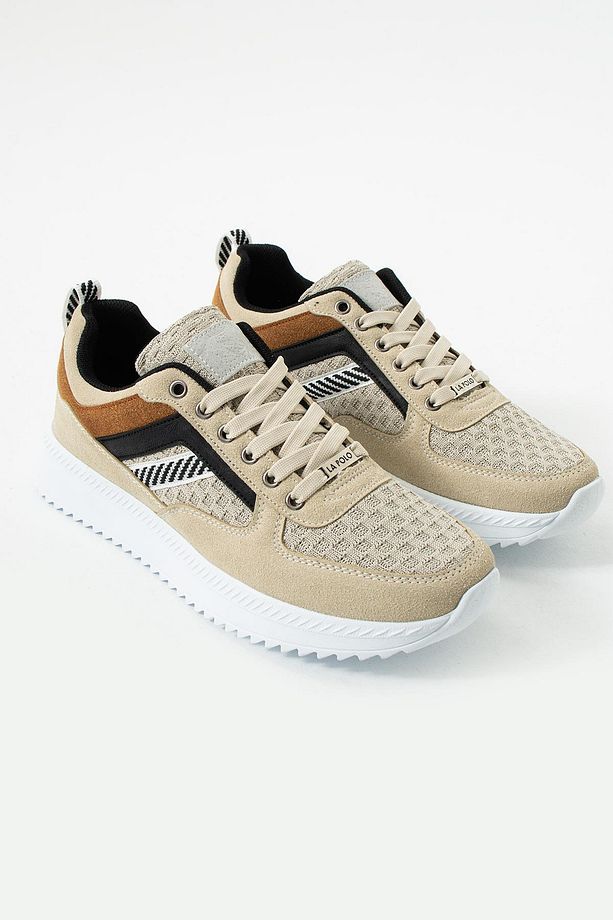 Yüksek Tabanlı Bej Erkek Sneaker - 7