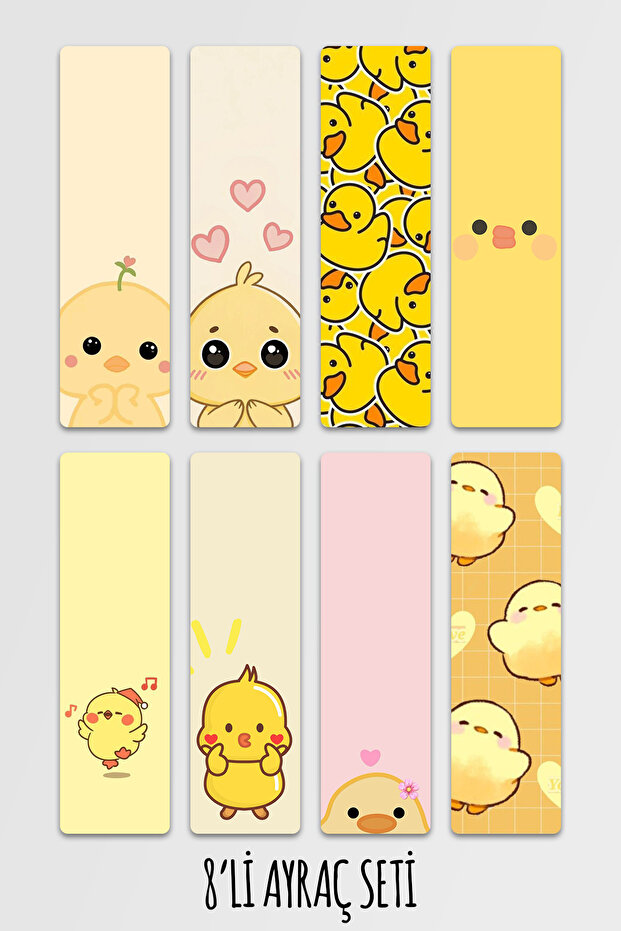 Sweet Chicks Patterned Aesthetic Bookmark Set Set of 8 Bookmarks 14,50X5Cm Size
