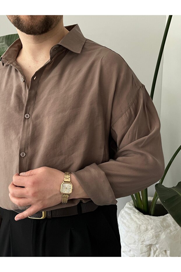 Erkek Oversize Modal Gömlek - 4