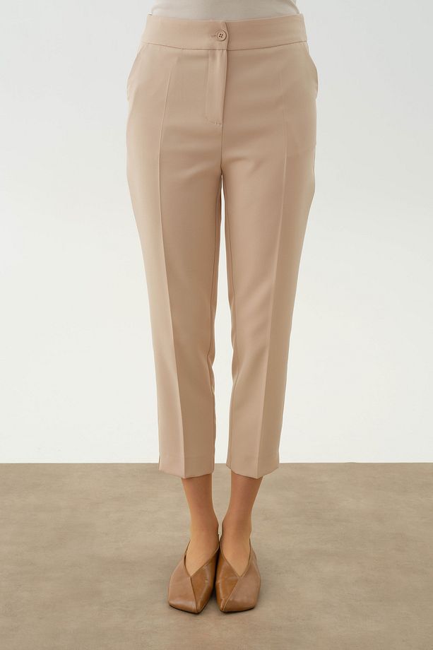 Yüksek Bel Basic Pantolon - Bej - 5
