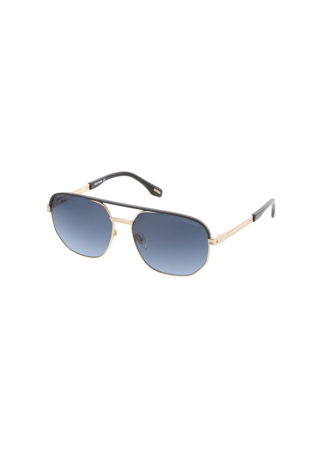 Men's Gold-Smoked Organic (Uv) Glass Steel Closed Frame Curved Classic Sunglasses Mu2344 01 57-17