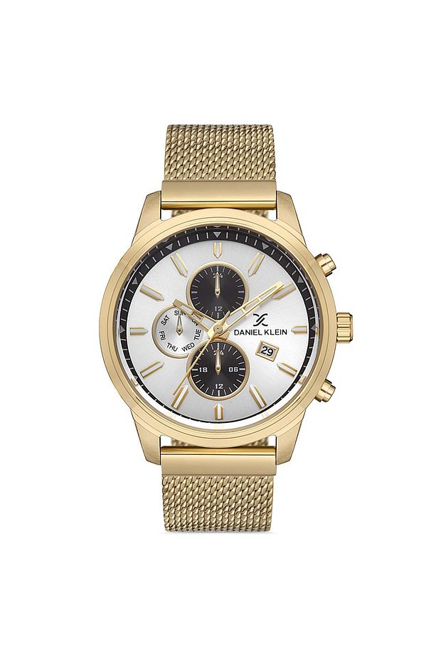 Erkek Altın- Metal Kasa Yuvarlak Kadran Hasır Kordonlu Kol Saati Quartz Mekanizma Analog Ekran - 1