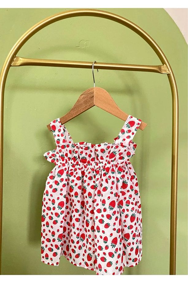 Bayramlık Çilekli Model Yazlık Bebek Elbisesi - 2