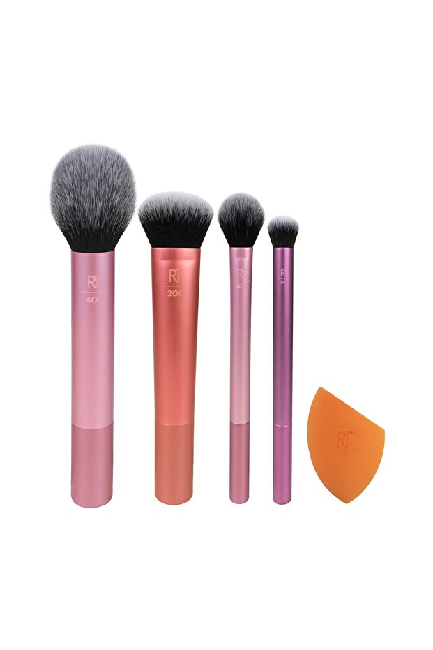 Everyday Essentials 5-piece Makeup Brush Set – Face & Eye Tools With Miracle Sponge