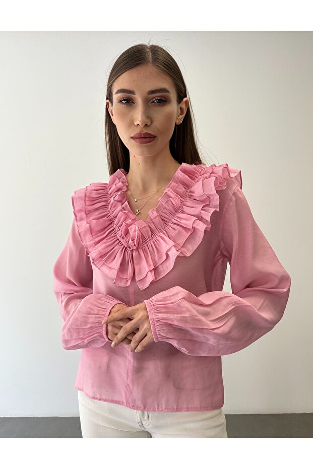 Yakası Fırfırlı Gömlek - 3