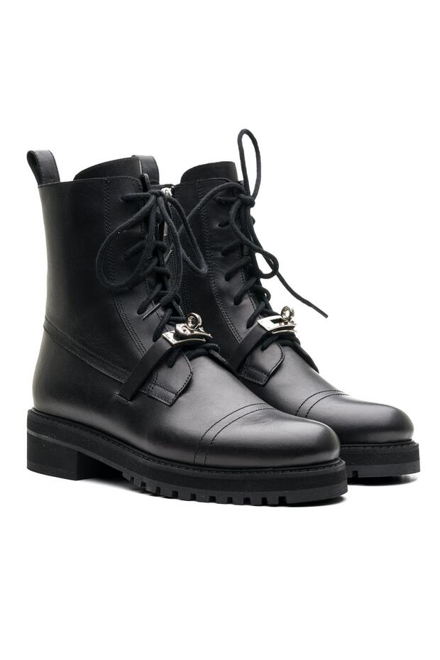 AMEND SİYAH HAKİKİ DERİ Kadın DÜZ BOT - 3