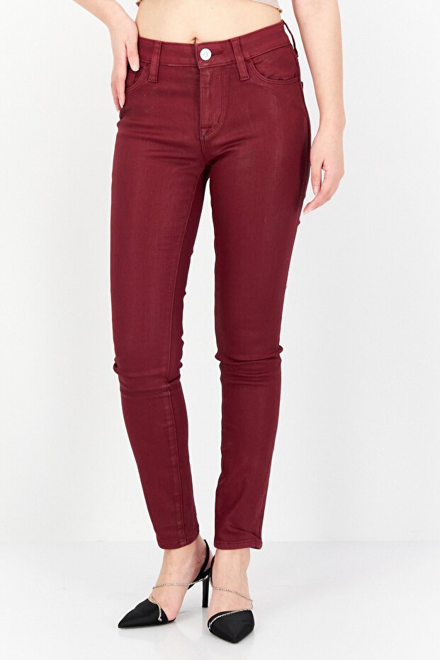 Women Regular Fit Solid Jeans, Maroon