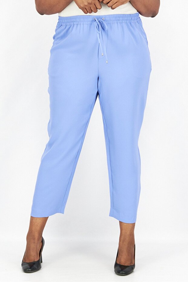 Lauren by Women Regular Fit Plain Drawstring Pants, Blue Loch