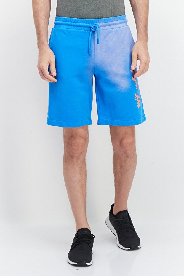 Men Drawstring Tie Dye Basic Shorts, Blue - 1