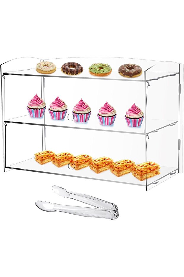 2-Layer Commercial Bakery Display Case Countertop, Pastry Display Case - 1