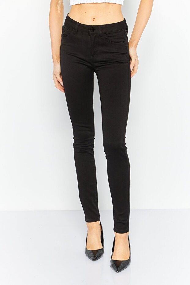 AX Women Skinny Fit Solid Stretchable Denim Jeans, Black