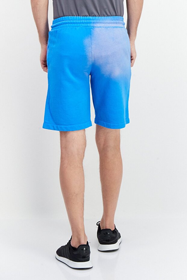 Men Drawstring Tie Dye Basic Shorts, Blue - 4