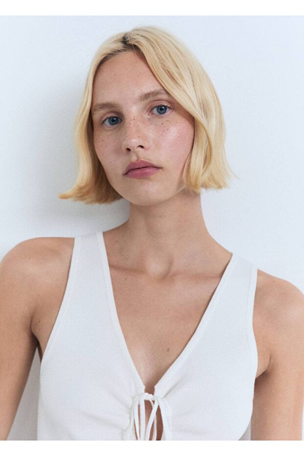 Fiyonklu dokuma bluz - 7