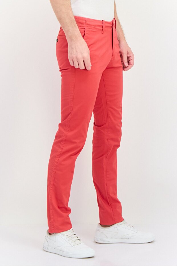 بنطال تشينو رجالي قصة ضيقة ، أحمر غامق - 3