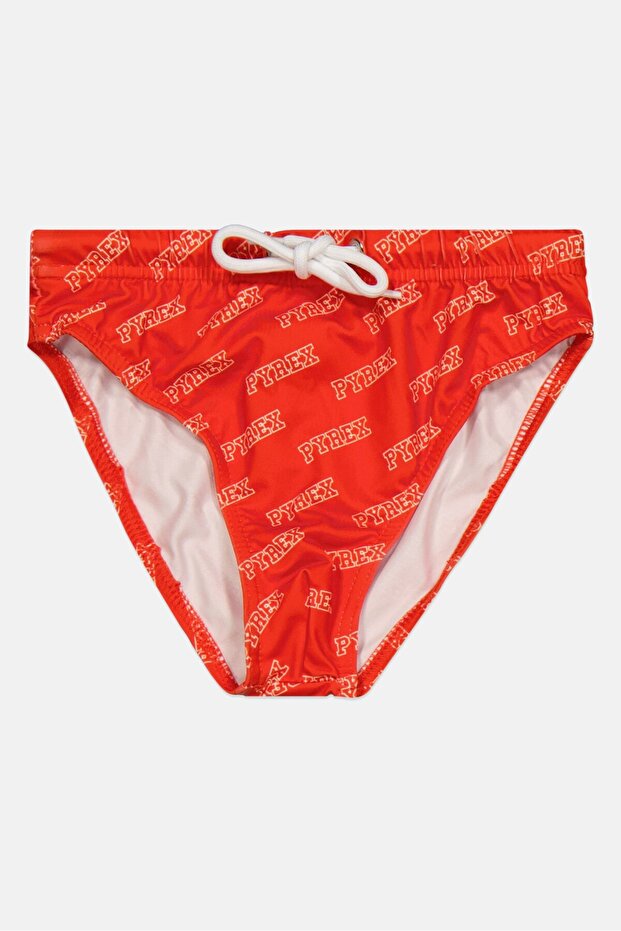 Kids Girl Printed Bikini Bottom, Red