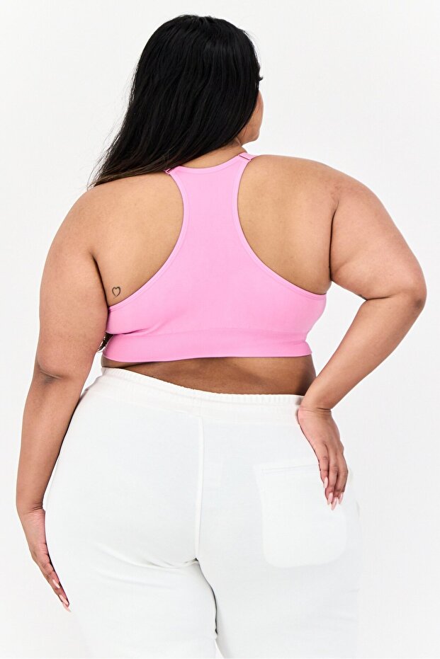 حمالة صدر رياضية مبطنة سادة للنساء مقاس كبير، لون وردي - 3