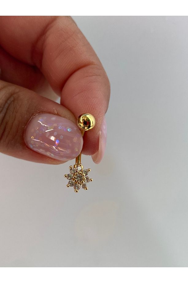 Çelik Göbek Piercing Mini Çiçek Papatya Figürlü Model - 8