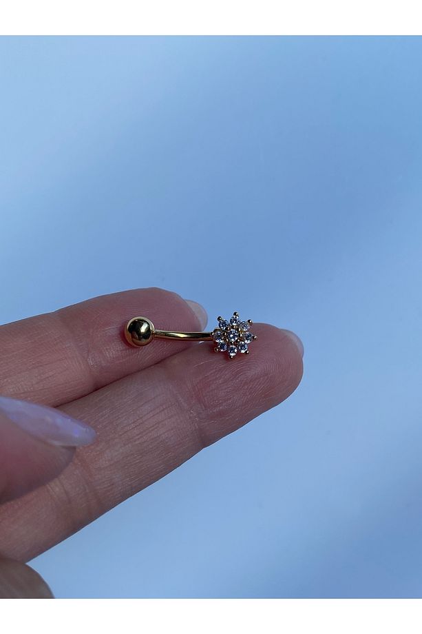 Çelik Göbek Piercing Mini Çiçek Papatya Figürlü Model - 6