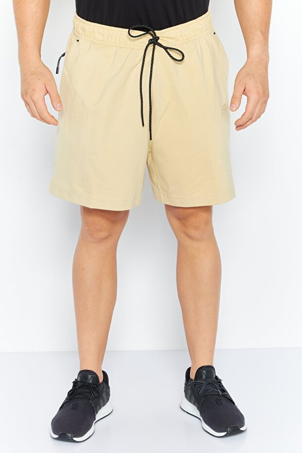 Men Sportswear Fit Brand Logo Training Shorts, Beige