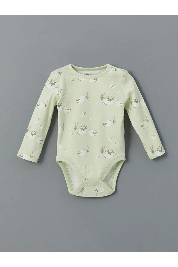 LCW baby Ekru Baskılı Kız Bebek Çıtçıtlı Bodysuit 2'li - 4