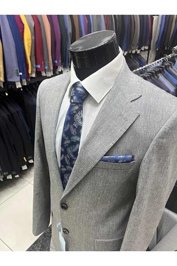 Linen Men's Suit (100% Linen Light Stripes)