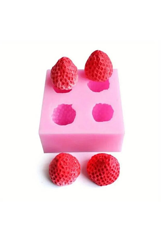 4'lü Mini Çilek Silikon Kalıp - 3