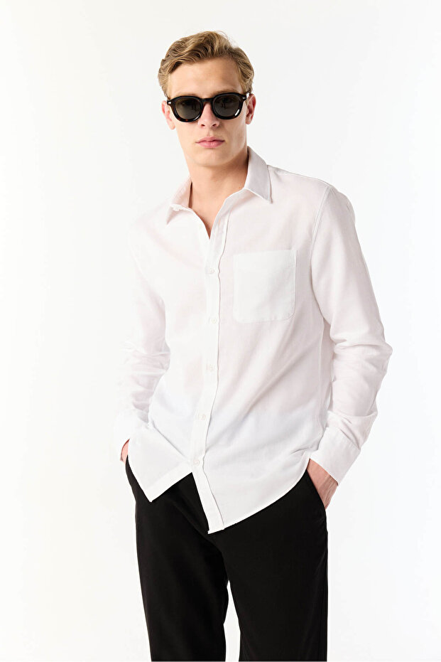 Regular Fit Single Pocket Long Sleeve Shirt