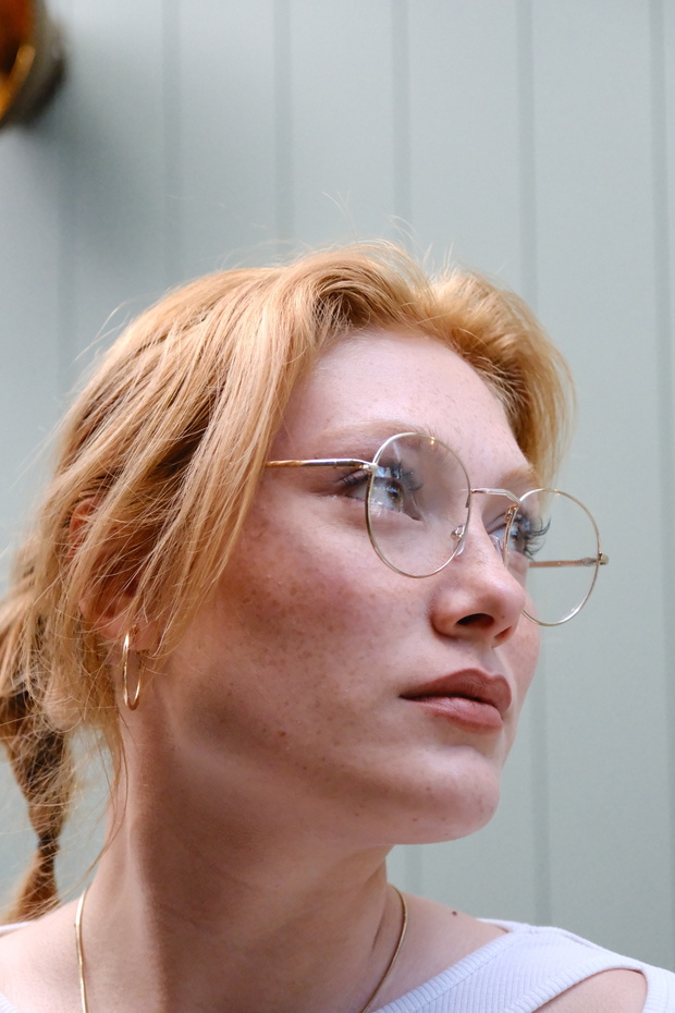 Round Blue Block Transparent Glasses - 1