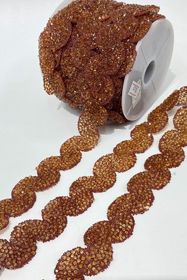 Kahverengi Su Yolu Desen Ütüyle Yapışan Şerit Aplik - 3