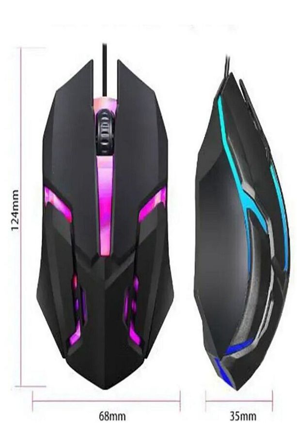 Oyuncu Mouse Usb Kablolu Gaming Rgb Işıklı Fare 1200dpi Siyah Mat Doku Ele Oturur Hadron - 4